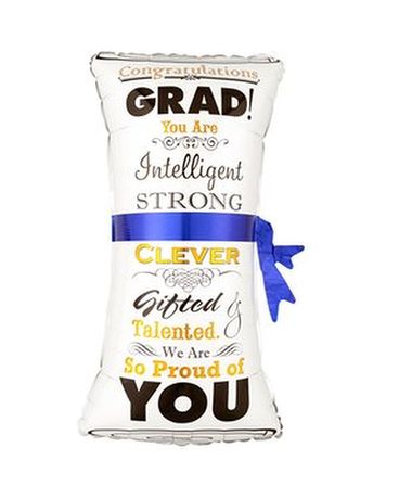 Grad Scroll Balloon Flower Arrangement