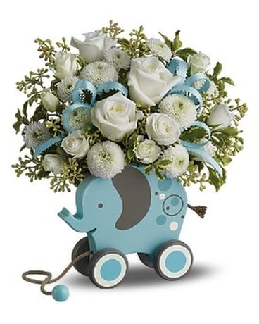 Migi S Baby Elephant Bouquet By Teleflora Blue In Crossett Ar Faith Flowers Gifts