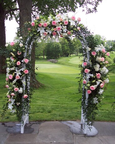 Pink and White Arbor Wedding Arrangement
