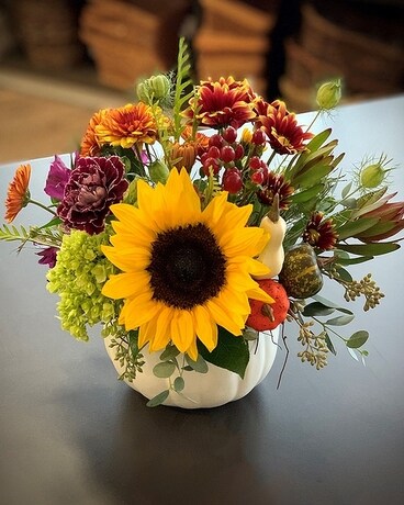 White Pumpkin Spice Flower Arrangement