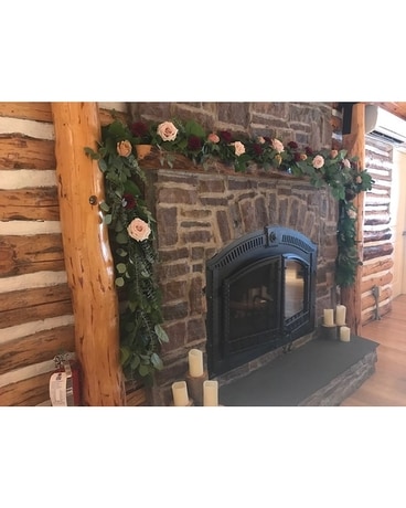Mantle Floral Garland size,  inches height and  inches wide.
