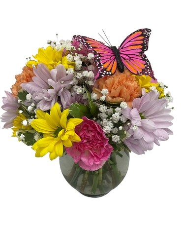 Teleflora's Butterfly & Blossoms Vase Flower Arrangement