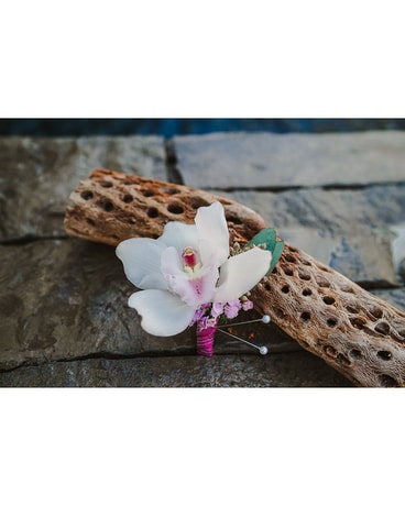 Orchid Botonniere White Pink