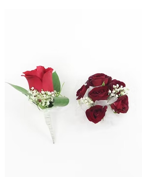 Classic White Open Heart with Red Corsage Classic White Open Heart with Red Corsage