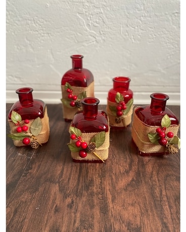 CHRISTMAS BURLAP VASES-5 Gifts