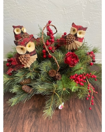 LARGE OWL SILK CENTERPIECE Flower Arrangement