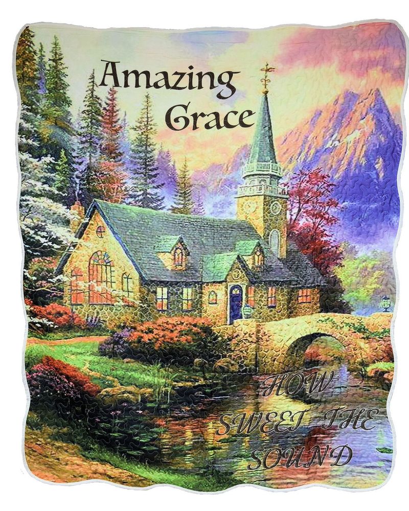 Amazing Grace Church Quilted Throw