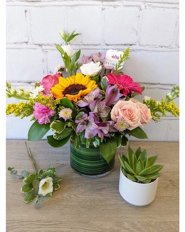 Cheers, Sunshine! + Succulent Flower Arrangement