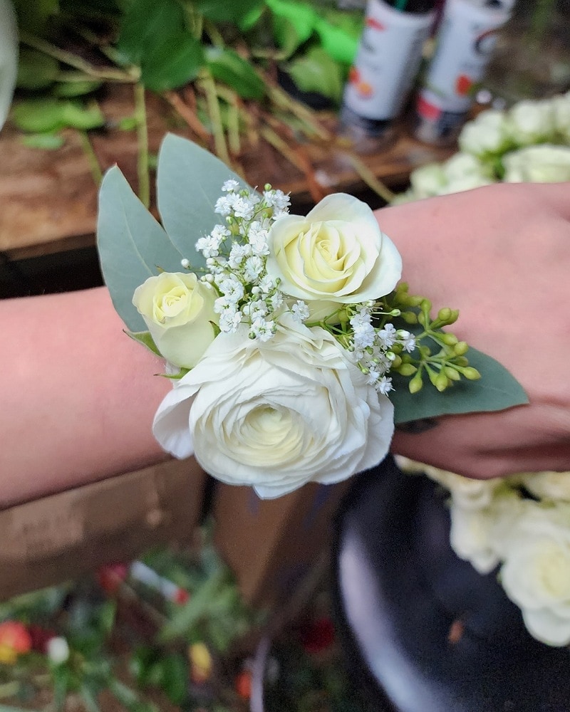 Modern Ranunculus corsage in Yardley PA - Ye Olde Yardley Florist