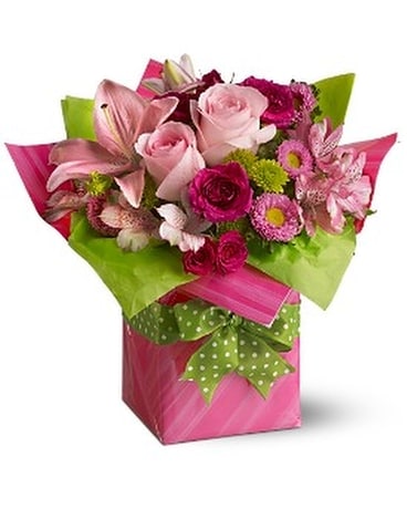 Teleflora's Pretty Pink Present Flower Arrangement