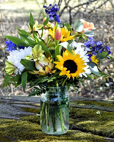 Sunshine in a Jar Flower Arrangement