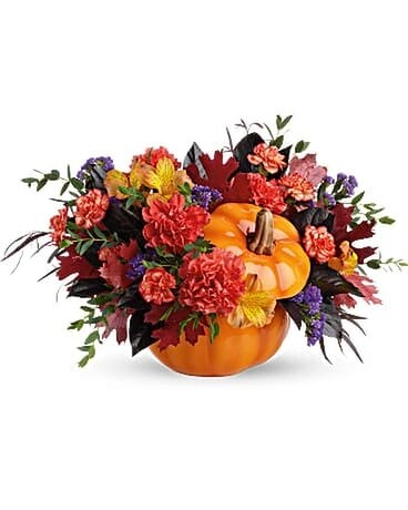 Teleflora's Hauntingly Pretty Pumpkin Bouquet Flower Arrangement