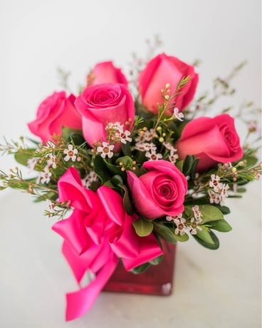 Hot Pink Half Dozen Flower Arrangement