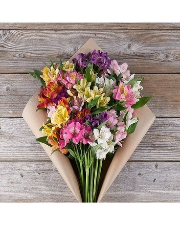 Peruvian Lily Wrapped Bouquet Flower Arrangement