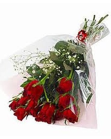Dozen Red Roses Wrapped Flower Arrangement