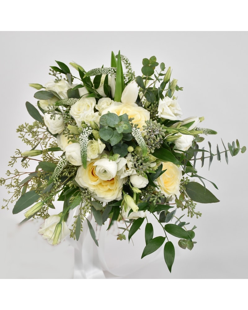 【希少品】Wedding Flowers Spring Spirea and Tulip Garden Faux Cascade Wedding Bouquet