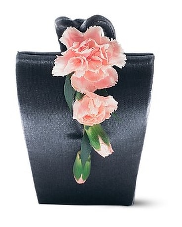 Cascading Carnations Purse Corsage Flower Arrangement