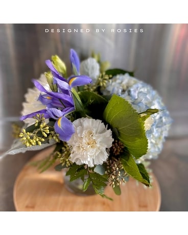 Blue Hues Centerpiece Flower Arrangement