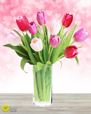 Valentine Tulips Flower Arrangement