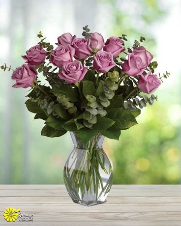 12 Lavender Roses Flower Arrangement