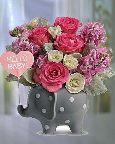 Hello Sweet Baby - Pink Flower Arrangement