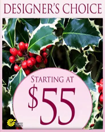 Custom Design Holiday Bouquet $55 Flower Arrangement