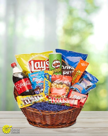 Junk Food Basket Flower Arrangement