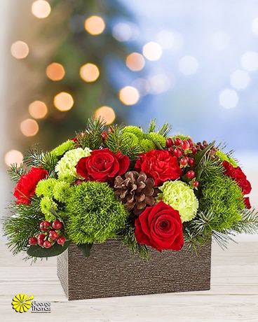 Christmas Cabin Flower Arrangement