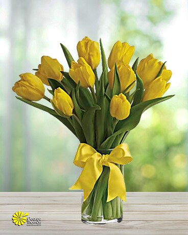 Sunny Yellow Tulips Flower Arrangement