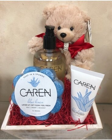 Pamper Her Caren Blue Linen Gift Basket