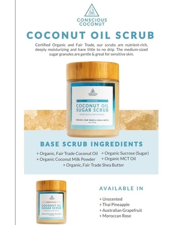 Conscious Coconut Oil Sugar Scrub 4 oz jar Gifts