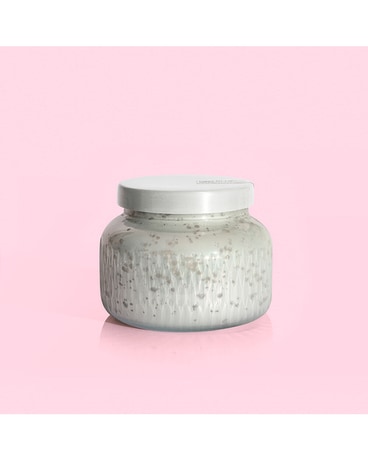 White Shimmer 19 oz size,  inches height and  inches wide.