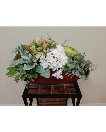 Green & White Table Centerpiece Flower Arrangement