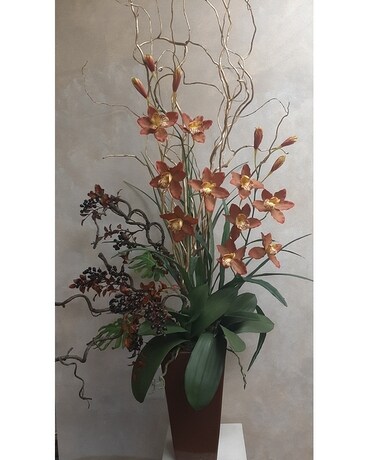 Orchid Permanent Silk Flower Arrangement