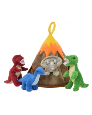 plush dinosaur volcano