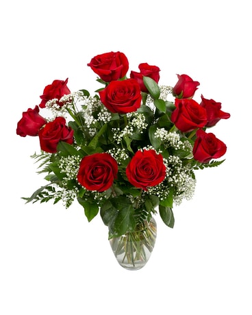 Dozen Red Roses Arranged Flower Arrangement