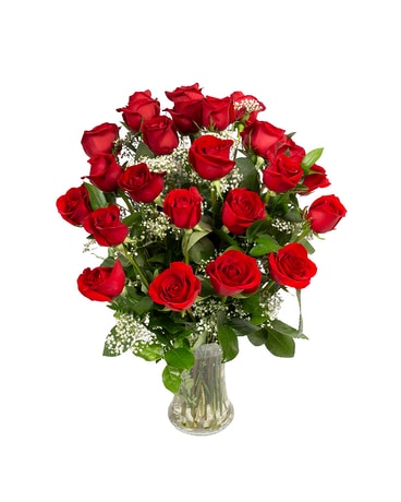 Two Dozen Red Roses Arranged Flower Arrangement