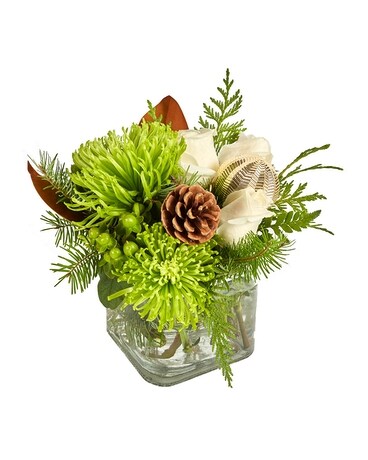 Winter Blooms of Green and White Flower Arrangement