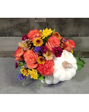 Autumn Pumpkin Flower Arrangement