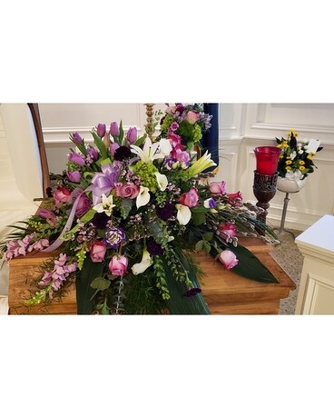 lavender love Funeral Casket Spray Flowers