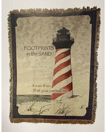 Light house Footprints Tapestry Throw Blanket