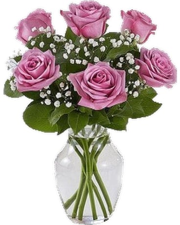 6 Lavender Rose Bouquet Flower Arrangement