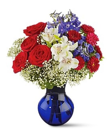 Red White and True Bouquet Flower Arrangement