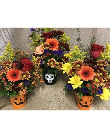 Fun and Scary Halloween Bqts Flower Arrangement