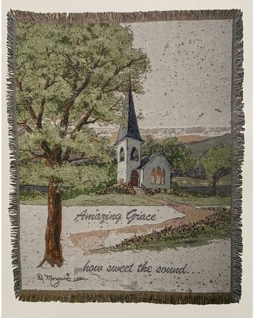 Amazing Grace Blue Church Tapestry Throw Blanket Gifts