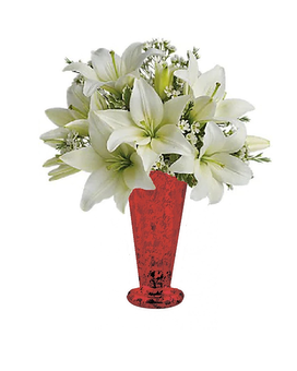 Written in the Stars in a Red Murcury Vase Flower Arrangement