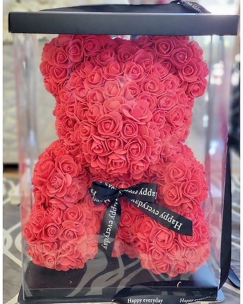 Foam Rose Bear in Artesia CA Pioneer Flowers - Main Image