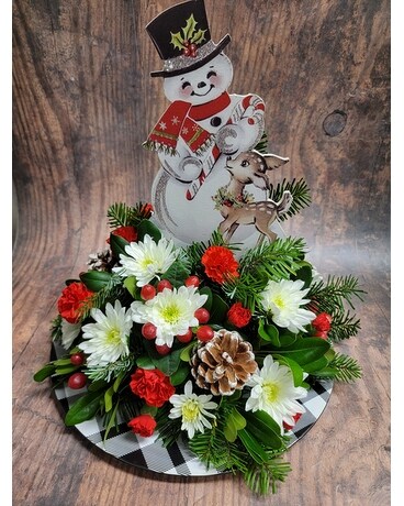Snowman Warm Wishes Bouquet Flower Arrangement