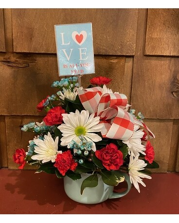 All You Need Is Love Mug Flower Arrangement