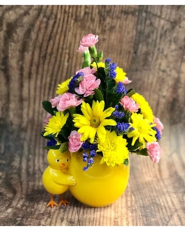 Chickadee Ceramic Keepsake Flower Arrangement